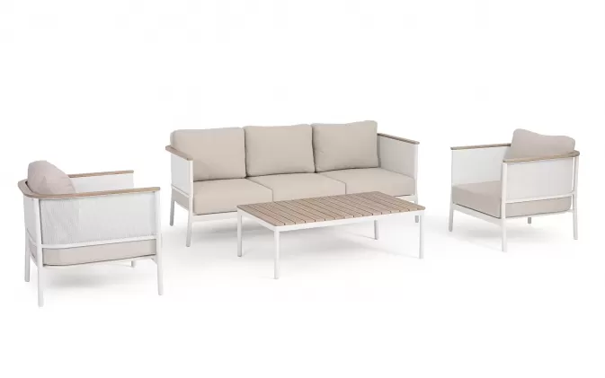 Meble ogrodowe na taras aluminiowe jasnobeżowe ULISES Bizzotto
