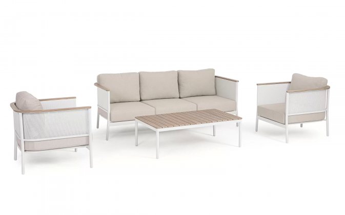 Meble ogrodowe na taras aluminiowe jasnobeżowe ULISES Bizzotto