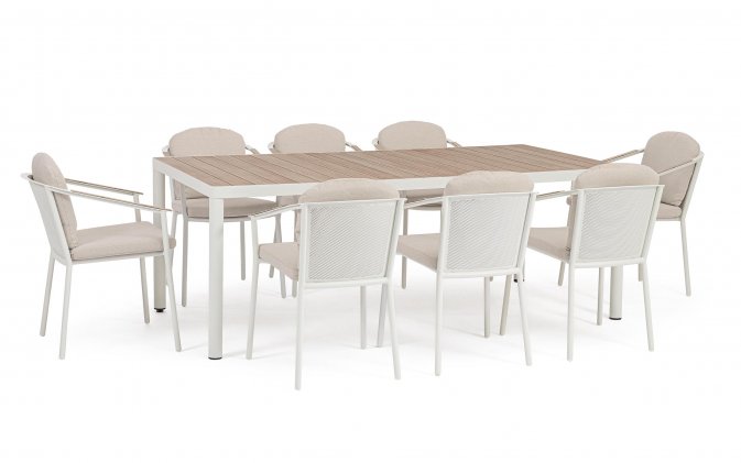Meble stołowa dla 8 osób jasnobezowy ULISES Bizzotto