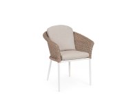 Krzesło stołowe z aluminium i technorattanu kolor naturalny z poduchami OCEANA Bizzotto