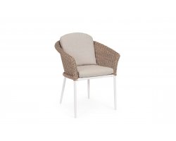 Krzesło stołowe z aluminium i technorattanu kolor naturalny z poduchami OCEANA Bizzotto