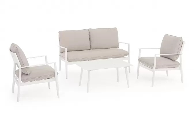 Białokremowy zestaw kawowy na taras NEBUKA bizzotto