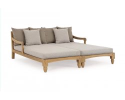 Zestaw 2 sofa / łóżko ogrodowe z teaku BALI bizzotto poduszki beżowe
