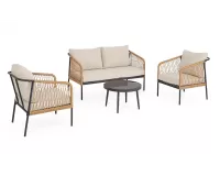 Lekki komplet na taras aluminiowy FELIPE antracyt / technorattan w kolorze naturalnym