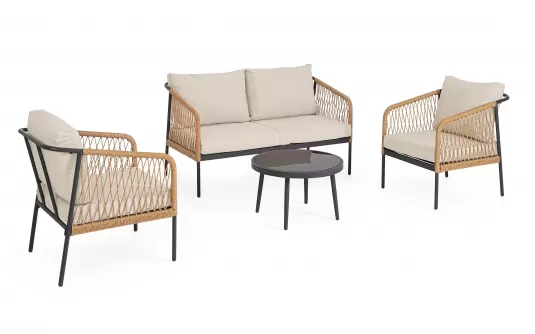 Lekki komplet na taras aluminiowy FELIPE antracyt / technorattan w kolorze naturalnym Lekki komplet na taras aluminiowy FELIPE antracyt / technorattan w kolorze naturalnym