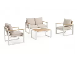 Biały komplet aluminiowy na taras kawowy LEANDRO bizzotto