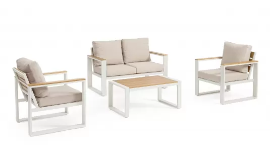 Biały komplet aluminiowy na taras kawowy LEANDRO bizzotto