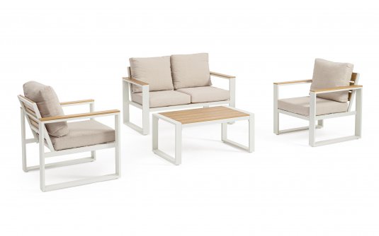 Biały komplet aluminiowy na taras kawowy LEANDRO bizzotto