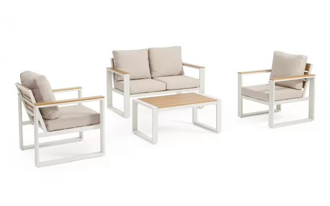 Biały komplet aluminiowy na taras kawowy LEANDRO bizzotto