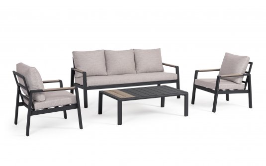 Meble wypoczynkowe na taras aluminoiwe ciemnoszare ELNA bizzotto