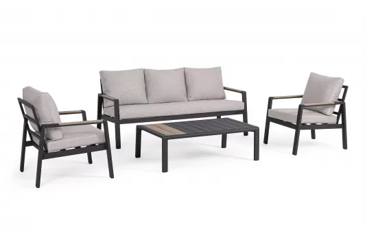 Meble wypoczynkowe na taras aluminoiwe ciemnoszare ELNA bizzotto