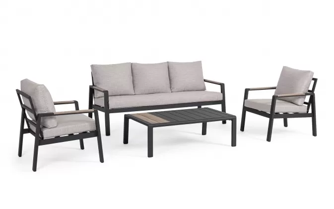 Meble wypoczynkowe na taras aluminoiwe ciemnoszare ELNA bizzotto