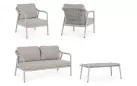 Meble ogrodowe kawowe aluminiowe szare MIRAVET lina jasnobeżowa bizzotto