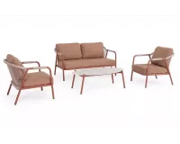 Meble ogrodowe na balkon aluminiowe kolor ceglany MIRAVET lina beżowa bizzotto