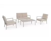 Beżowe meble ogrodowe wypoczynkowe aluminiowe KONNOR bizzotto