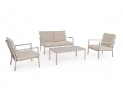 Beżowe meble ogrodowe wypoczynkowe aluminiowe KONNOR bizzotto