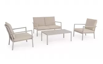 Beżowe meble ogrodowe wypoczynkowe aluminiowe KONNOR bizzotto