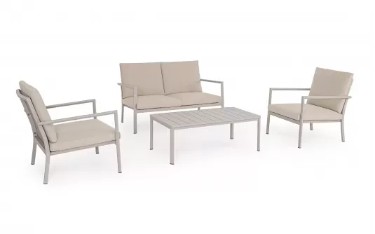 Beżowe meble ogrodowe wypoczynkowe aluminiowe KONNOR bizzotto Beżowe meble ogrodowe wypoczynkowe aluminiowe KONNOR bizzotto
