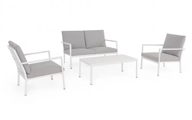 Białe meble ogrodowe wypoczynkowe aluminiowe KONNOR bizzotto