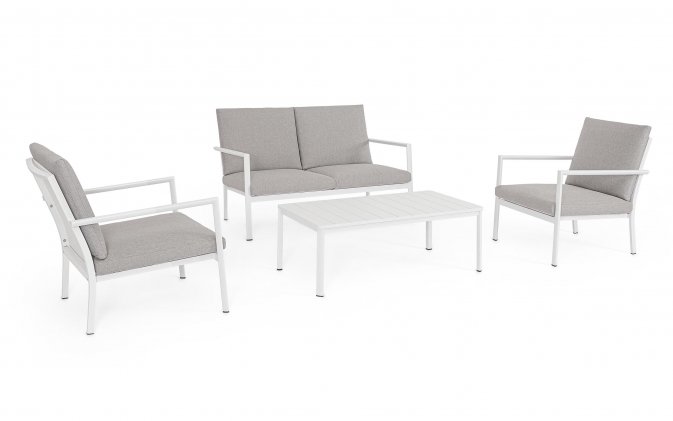 Białe meble ogrodowe wypoczynkowe aluminiowe KONNOR bizzotto