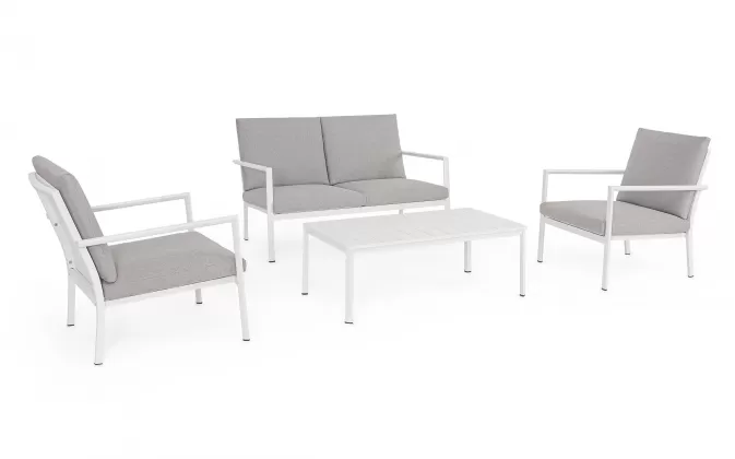 Białe meble ogrodowe wypoczynkowe aluminiowe KONNOR bizzotto