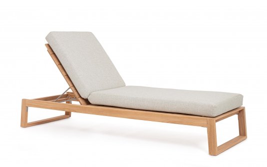 Lezak ogrodowy z drewna teakowego premium z materacem JEREMY Bizzotto