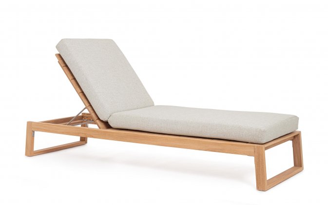 Lezak ogrodowy z drewna teakowego premium z materacem JEREMY Bizzotto