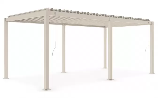 Pergola beżowa z zamykanym dachem lamelowym 3x6 m GARDA Bizzotto