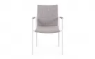 Białe meble ogrodowe aluminiowe stołowe OTAVIO 180 cm krzesła Jalisco z szarym obiciem stól biały