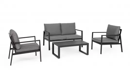 Lekkie meble ogrodowe aluminiowe grafitowe HILDE bizzotto
