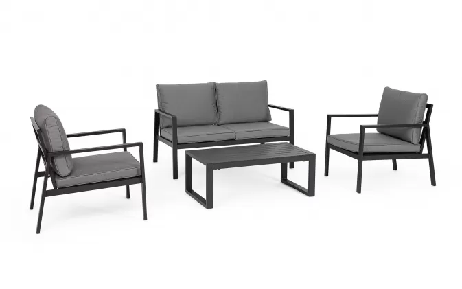 Lekkie meble ogrodowe aluminiowe grafitowe HILDE bizzotto