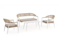 Białe Meble kawowe ogrodowe o lekkiej konstrukcji JANDIA 