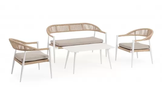 Białe Meble kawowe ogrodowe o lekkiej konstrukcji JANDIA 