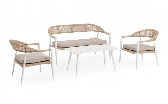 Białe Meble kawowe ogrodowe o lekkiej konstrukcji JANDIA 