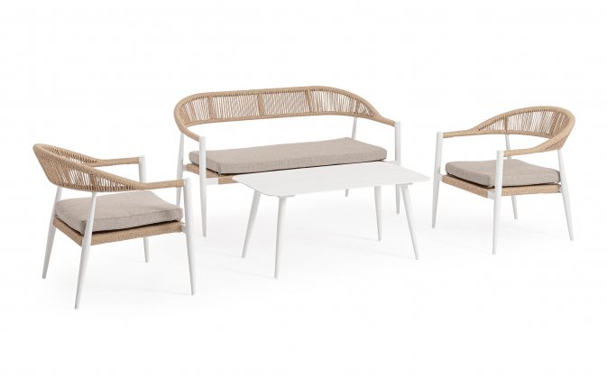 Białe Meble kawowe ogrodowe o lekkiej konstrukcji JANDIA