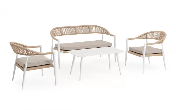 Białe Meble kawowe ogrodowe o lekkiej konstrukcji JANDIA 