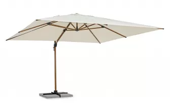 Parasol obrotowy z nogą boczną aluminiowy powłoka drewno / poszycie beż 4x4 ORION bizzotto