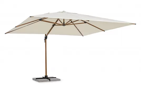 Parasol obrotowy z nogą boczną aluminiowy powłoka drewno / poszycie beż 4x4 ORION bizzotto