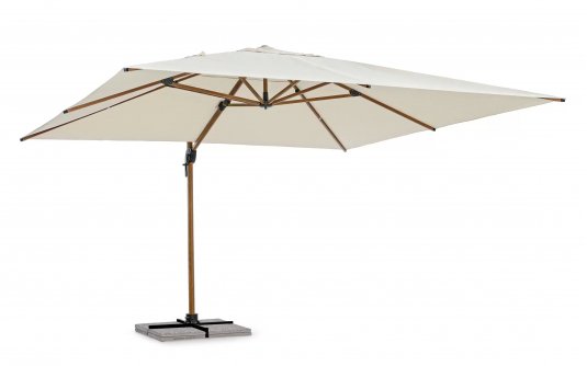 Parasol obrotowy z nogą boczną aluminiowy powłoka drewno / poszycie beż 4x4 ORION bizzotto Parasol obrotowy z nogą boczną aluminiowy powłoka drewno / poszycie beż 4x4 ORION bizzotto