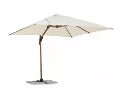 Parasol obrotowy z nogą boczną alu powłoka wzór drewna / poszycie beż 3x3 ORION bizzotto