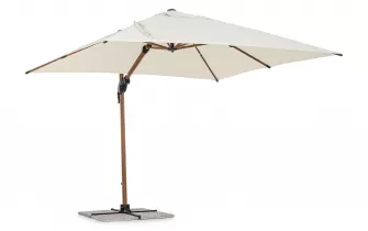 Parasol obrotowy z nogą boczną alu powłoka wzór drewna / poszycie beż 3x3 ORION bizzotto