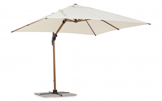 Parasol obrotowy z nogą boczną alu powłoka wzór drewna / poszycie beż 3x3 ORION bizzotto