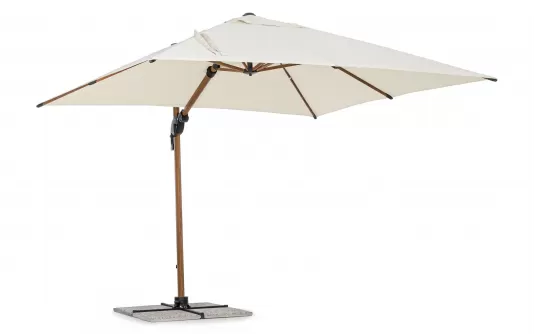 Parasol obrotowy z nogą boczną alu powłoka wzór drewna / poszycie beż 3x3 ORION bizzotto