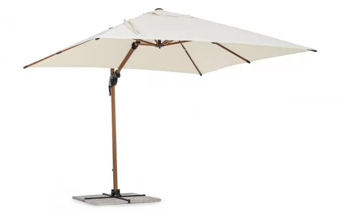 Parasol obrotowy z nogą boczną alu powłoka wzór drewna / poszycie beż 3x3 ORION bizzotto