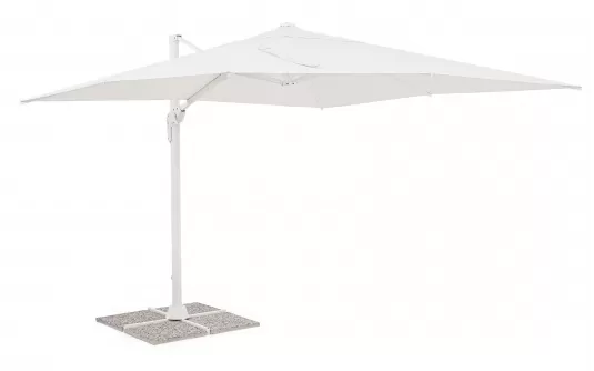Biały parasol z nogą boczną 3x3 m VEGA bizzotto noga biała
