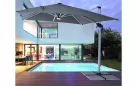 Parasol obrotowy z oświetleniem LED noga boczna aluminium anodowane poszycie szare INES 3x3 