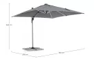 Parasol obrotowy z oświetleniem LED noga boczna aluminium anodowane poszycie szare INES 3x3 