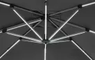 Parasol obrotowy z oświetleniem LED noga boczna aluminium anodowane poszycie szare INES 3x3 