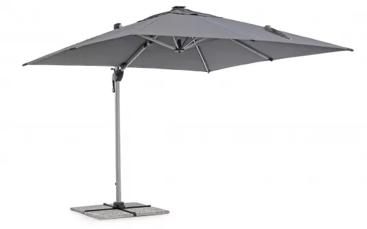 Parasol obrotowy z oświetleniem LED noga boczna aluminium anodowane poszycie szare INES 3x3 