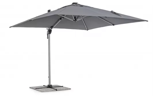 Parasol obrotowy z oświetleniem LED noga boczna aluminium anodowane poszycie szare INES 3x3 Parasol obrotowy z oświetleniem LED noga boczna aluminium anodowane poszycie szare INES 3x3